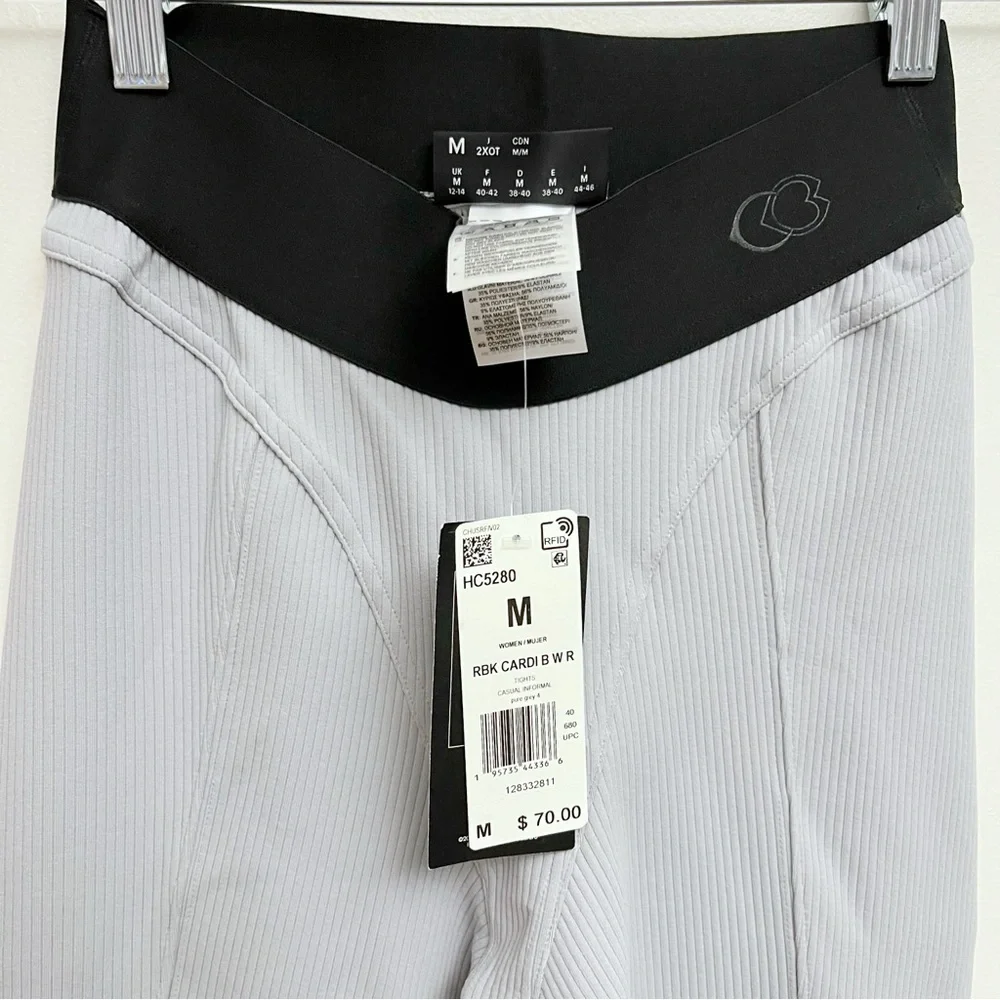 NEW Reebok Cardi B Thick Rib Tights GRAY HC5280 training pants Women’s Medium - Picture 6 of 11